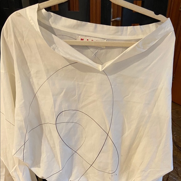 MARNI off white blouse top cotton Italy Sz4-6 - Picture 4 of 16